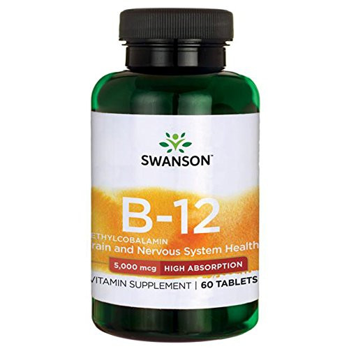 Swanson Vitamin B-12 Methylcobalamin High Absorption 5000 mcg 60 Tabs Swanson Vitamin B-12 Methylcobalamin High Absorption 5000 mcg 60 Tabs