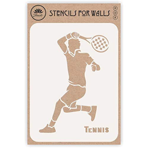 Tennis Stencil 4.5 x 6.5 inch  S  - Athlete Tennis Player Racket Word Quote Stencils Template for Painting