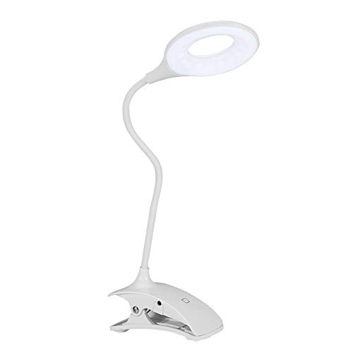 Ymiko LED Clip on Reading Lights Rechargeable Clip-on Clamp LED Lights with 3 Brightness Adjustable Desk Table Lamp Eye Care for Reading Study Lighting