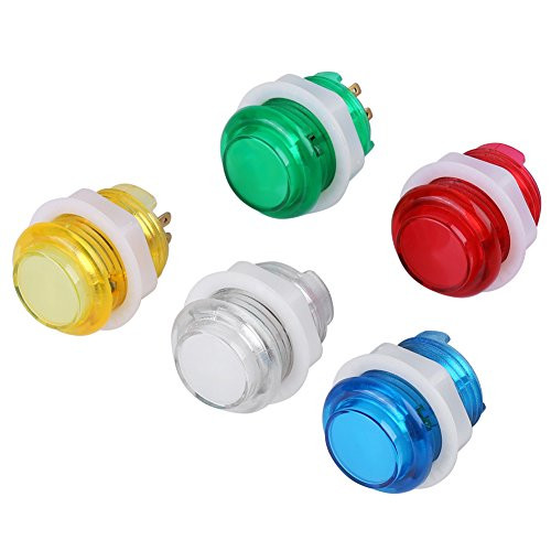 Pssopp 5PC Arcade Button DIY Push Button with Microswitch for Arcade Joystick Games Console 5 Colors Buttons