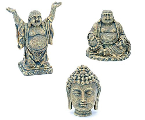 Penn-Plax Aquarium Ornaments Mini Buddha Collection  Sit Stand Head ~3pk