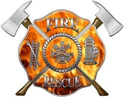 Maltese Cross Fire Rescue Decal - 4 inch h - REFLECTIVE