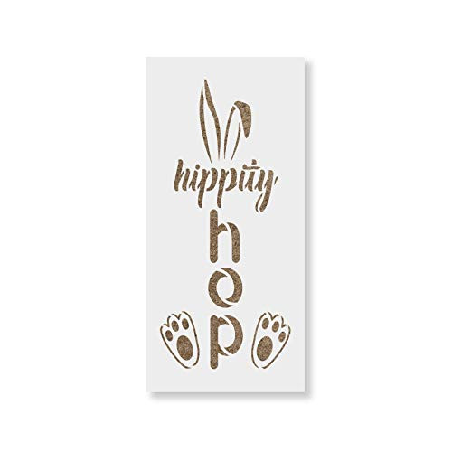 Easter Hippity Hop Bunny Sign Stencil - Reusable Stencils for Painting - Create DIY Easter Hippity Hop Bunny Sign Home Decor