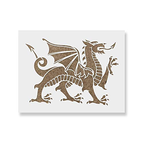 Medieval Dragon Stencil - Reusable Stencils for Painting - Mylar Stencil for Crafts and Decorations