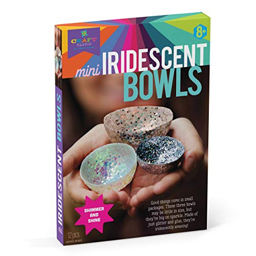 Craft-tastic  Mini Iridescent Bowls  Craft Kit Makes 3 Different-Sized Tiny Glitter Bowls