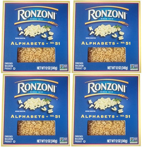 Ronzoni Pasta Alphabet 12-Ounce Boxes  Pack of 4