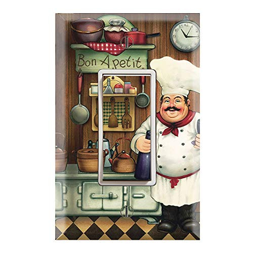 Graphics Wallplates - Bon Appetit Chef in the Kitchen- Single Rocker GFCI Outlet Wall Plate Cover