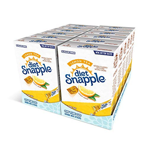 Snapple Diet Lemon Powder Drink Mix -  12 boxes 72 sticks   Sugar Free  and  DeliciousMade with Natural Flavors Makes 72 flavored water beverages - NEW BETTER TASTE