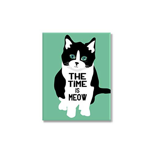 Cat Magnet Pun Gifts The Time is Meow 2.5 x 3.5
