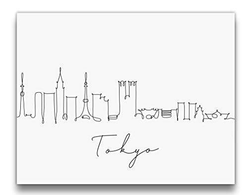 Tokyo Skyline Pen and Ink Line Drawing Wall Decor Black and White 14x11 UNFRAMED Modern Minimalist Print Japanese Cityscape Wall Art Tokyo Skyline Pen and Ink Line Drawing Wall Decor Black and White 14x11 UNFRAMED Modern Minimalist Print Japanese Cityscape Wall Art
