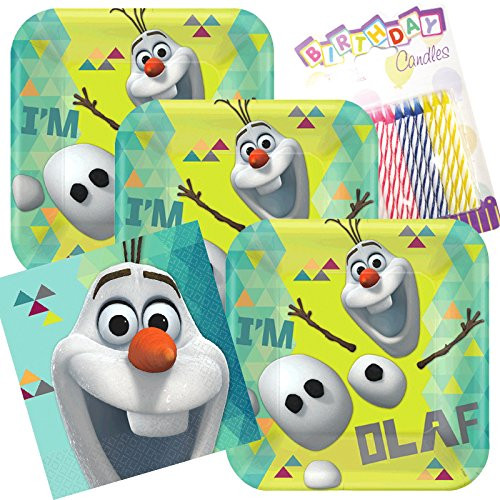 Lobyn Value Pack Disney Olaf Party Plates and Napkins Serves 16 With Birthday Candles Lobyn Value Pack Disney Olaf Party Plates and Napkins Serves 16 With Birthday Candles