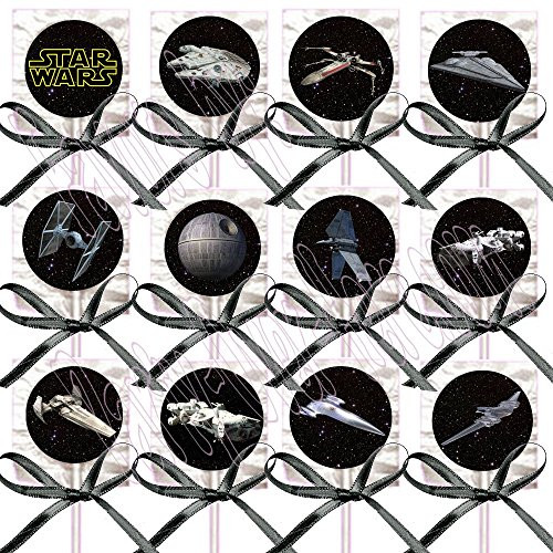 Star Wars Lollipops Spaceships Space Ships Party Favors Supplies Decorations Lollipops with Black Ribbon Bows Party Favors -12 pcs, Millennium Falcon X-Wing Star Destroyer Tie Fighter Death Star Star Wars Lollipops Spaceships Space Ships Party Favors Supplies Decorations Lollipops with Black Ribbon Bows Party Favors -12 pcs, Millennium Falcon X-Wing Star Destroyer Tie Fighter Death Star
