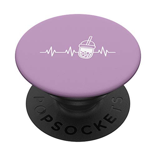 Purple Boba Tea Lifeline Heartbeat Cute Bubble Tea Gift Idea PopSockets PopGrip Swappable Grip for Phones  and  Tablets