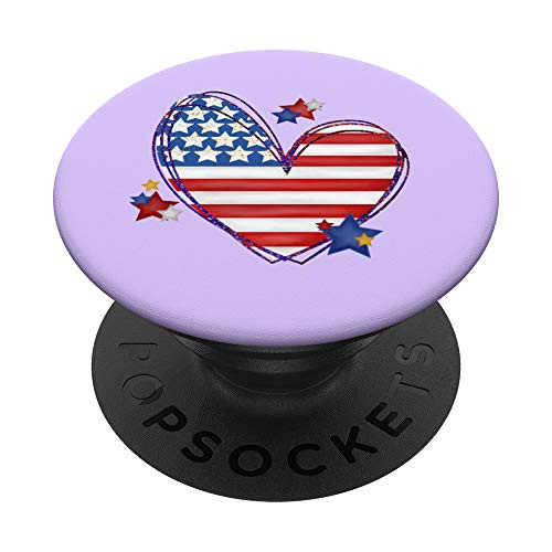 Purple USA America Flag Patriotic Valentines Day Gift Idea PopSockets PopGrip Swappable Grip for Phones  and  Tablets