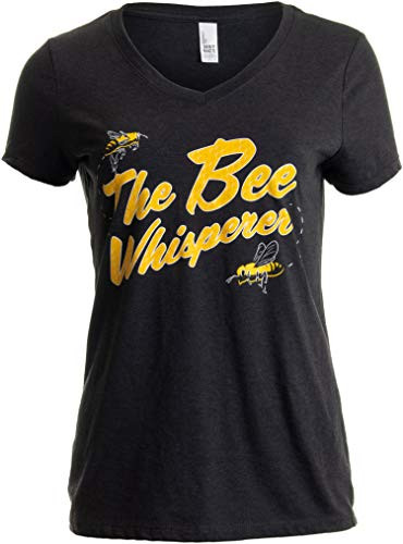The Bee Whisperer   Beekeeper Beekeeping Keeper Keeping V-Neck T-Shirt for Women- VneckL  Black