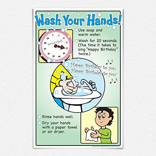 Wash Your Hands Posterhygiene school poster for kidsinfection prevention sign11 x 17 hand washing posterschooldaycare centersclinics