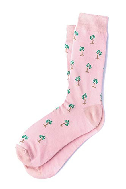 Mens Hipster Tropical Waving Palm Trees Novelty Crew Dress Trouser Socks Pink Mens Hipster Tropical Waving Palm Trees Novelty Crew Dress Trouser Socks Pink