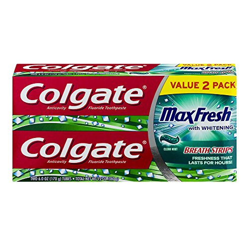 Colgate MaxFresh Clean Mint Toothpaste with Mini Breath Strips 6 oz 2pk