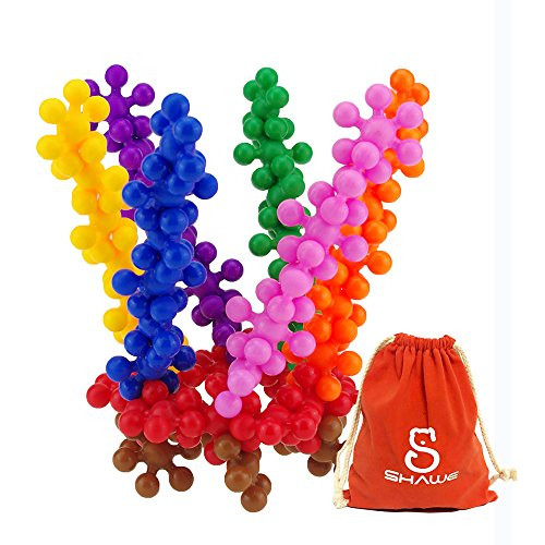SHAWE Building Blocks Kids Educational Toys STEM Toys Building Discs Sets Interlocking Solid Plastic for Preschool Kids Boys and Girls, Safe Material for Kids - 120 pieces with Storage Bag