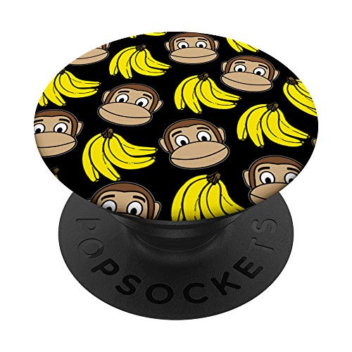 Cute Monkey And Banana Pattern Monkeys Gift For Girls Women PopSockets PopGrip Swappable Grip for Phones  and  Tablets