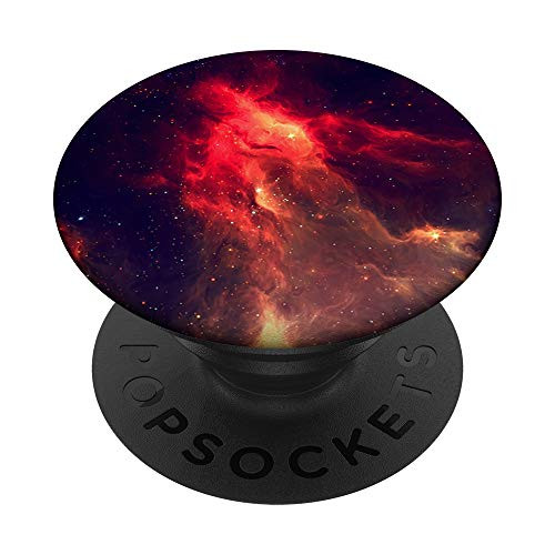 Extreme Galaxy Red Stars Nebula Black PopSockets PopGrip Swappable Grip for Phones  and  Tablets