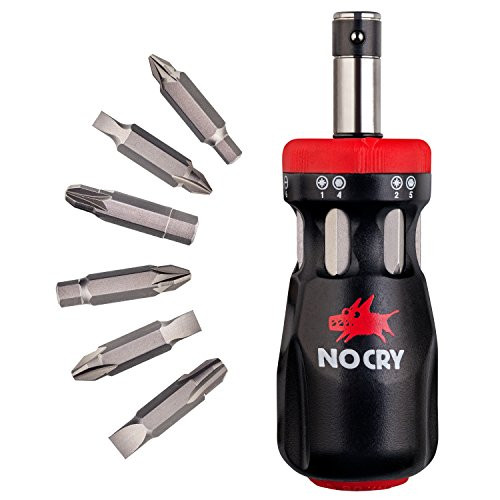 NoCry Stubby Ratcheting Screwdriver Kit with 12-in-1 Mini Bit Set including Flathead, Hex, Phillips and Pozidriv Tips