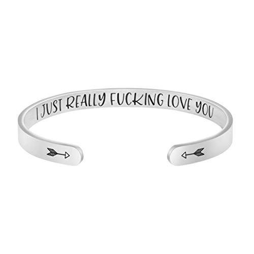 Joycuff Wife Gifts Funny Valentines Day Birthday Christmas Bracelets Girlfriend Personalized Engraved Mantra Cuff Bangle Stainless Steel Jewelry