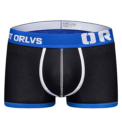 Mongous Mens Underwear Breathable Cotton Long Leg No Ride-up Boxer Briefs for Men Black
