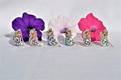 Girls Necklace - Pixie Dust - Fairy on Moon - Custom Color Necklace - Kids Jewelry - Flower Girls Necklace - tooth fairy party favor kids