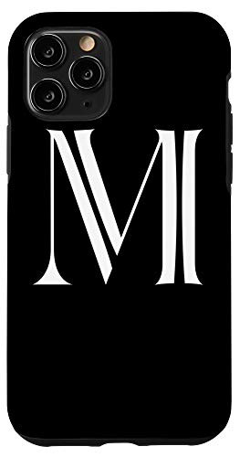 iPhone 11 Pro Initial M Phone Case Black Varsity Style Monogram Letter M Case
