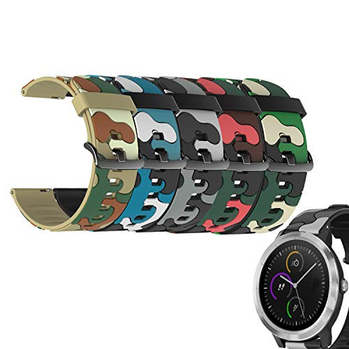 TenCloud  5-Pack  Straps Compatible with Fossil Gen 5 Replacement Band 22MM Sport Bands Silicone Camo Wristband for Fossil Womens Gen 5 Juliana HR  and  Mens Gen 5 Carlyle HR Smartwatch