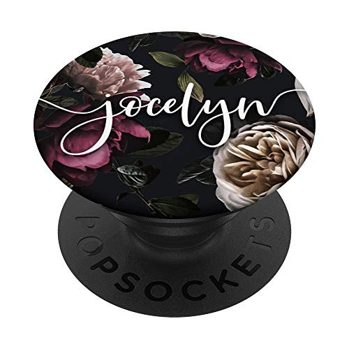 Jocelyn - Elegant Floral Rose  and  Peony Personalized Name PopSockets PopGrip Swappable Grip for Phones  and  Tablets