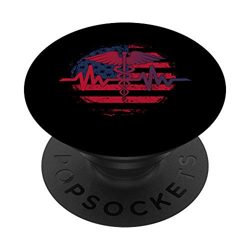 Nurse - USA Flag Nursing Medicine Thin Red Line PopSockets PopGrip Swappable Grip for Phones  and  Tablets
