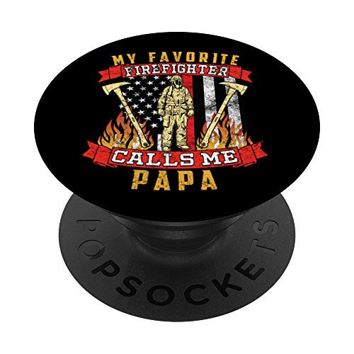 Vintage Fireman Red Line Flag Firefighter Papa PopSockets Grip and Stand for Phones and Tablets