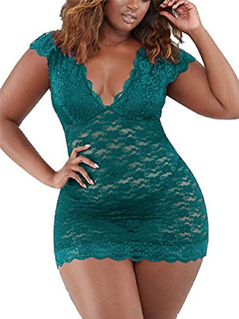 Women Plus Size Chemise Floral Lace Lingerie Bodysuit Sleepwear Breathable Mesh Babydoll Nightwear Black XXL Green Women Plus Size Chemise Floral Lace Lingerie Bodysuit Sleepwear Breathable Mesh Babydoll Nightwear Black XXL Green