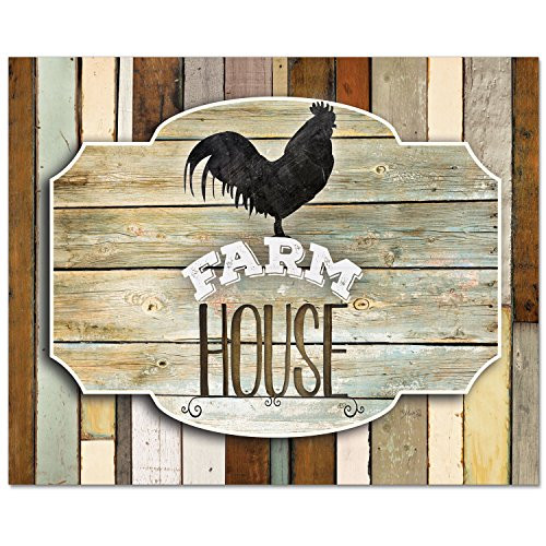 CounterArt 15 by 12-Inch Glass Cutting Board Farmhouse-Rooster