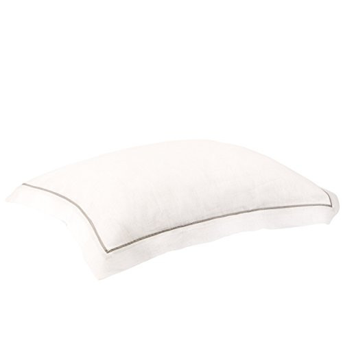LinenMe Hemstitched Linen Pillow Case, 20 by 36-Inch, Off White