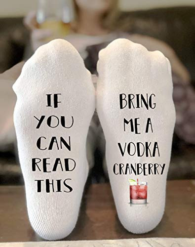 If You Can Read This Bring Me A Vodka Cranberry - Vodka Socks - Vodka Lover Gift - Stocking Stuffer - Crew Socks - Novelty - Christmas Gift - Funny Socks - Alcohol Socks - Socks
