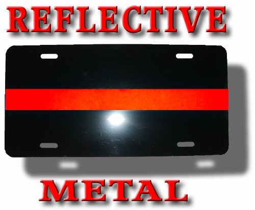 Thin Red Line Metal License Plate - Firefighter