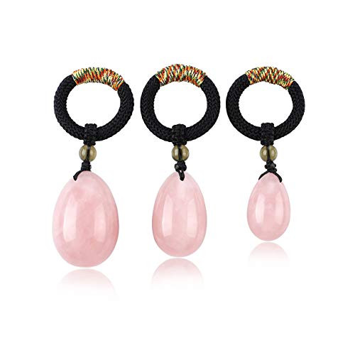 CrystalTears 3pcs Rose Quartz Thumb Worry Stone Natural Chakra Healing Crystal Pocket Palm Stone for Anxiety Stress Relief Egg Shape
