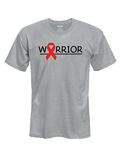 Warrior heart cancer with red ribbon Mens Womens T-Shirt - Pick T-Shirt Color Size Warrior Color