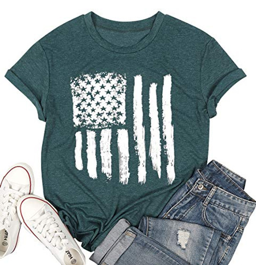 American Flag Tank Tops Women Patriotic Shirt USA Flag Stars Stripes Print Sleeveless T-Shirt 4th of July Tee Tops  Green X-Large