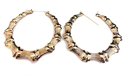 Bamboo Hoop Earrings Retro Hoops Gold Bamboo 2.5 inch Hoop Earrings Bamboo Hoop Earrings Retro Hoops Gold Bamboo 2.5 inch Hoop Earrings