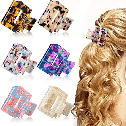 6 Pieces Hair Claw Clips Tortoise Shell Hair Claw Barrettes Acetate Acrylic Hair Jaw Clips French Design Celluloid Hair Clamp Non Slip Jaw Clip Hair Accessories for Women Girls Elegant Pattern 6 Pieces Hair Claw Clips Tortoise Shell Hair Claw Barrettes Acetate Acrylic Hair Jaw Clips French Design Celluloid Hair Clamp Non Slip Jaw Clip Hair Accessories for Women Girls Elegant Pattern