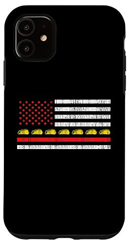 iPhone 11 Thin Red Line Taco USA Flag Cinco De Mayo Firefighter Gift Case