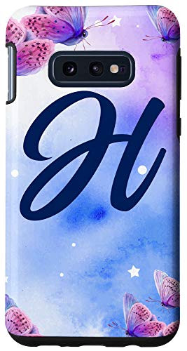 Galaxy S10e Personalized Girly Butterfly Name Capital H Initial Letter Case