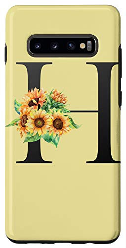 Galaxy S10plus  Floral Capital Sunflowers Monogram H Alphabet Initial Letter Case