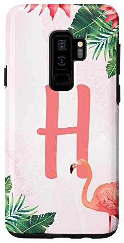 Galaxy S9plus  Personalized Girly Monogram H Zoo Flamingo Initial Letter Case