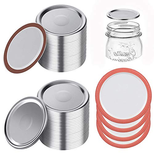 Tiandirenhe 48 Pack Regular Mouth Canning Lids 70MM Regular Mouth Ball Jar Lids Leak Proof Tinplate Mason Jar Lids Split-Type Lids Canning Jar Caps  Only lids