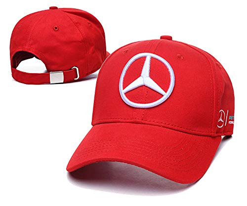 Westion Benz Logo Embroidered Adjustable Baseball Caps for Men and Women Hat Travel Cap Car Racing Motor Hat  red Color